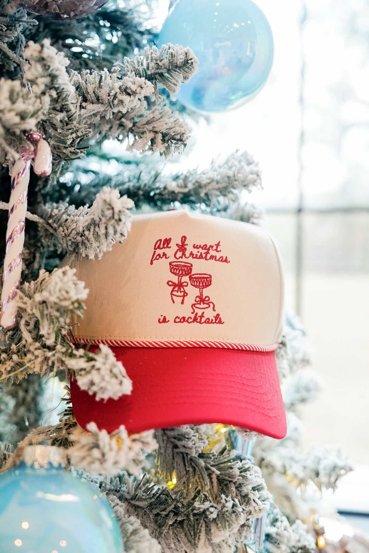 All I Want for Christmas is Cocktails - Red Vintage Trucker Hat KenzKustomz