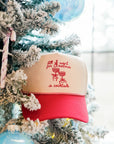 All I Want for Christmas is Cocktails - Red Vintage Trucker Hat KenzKustomz