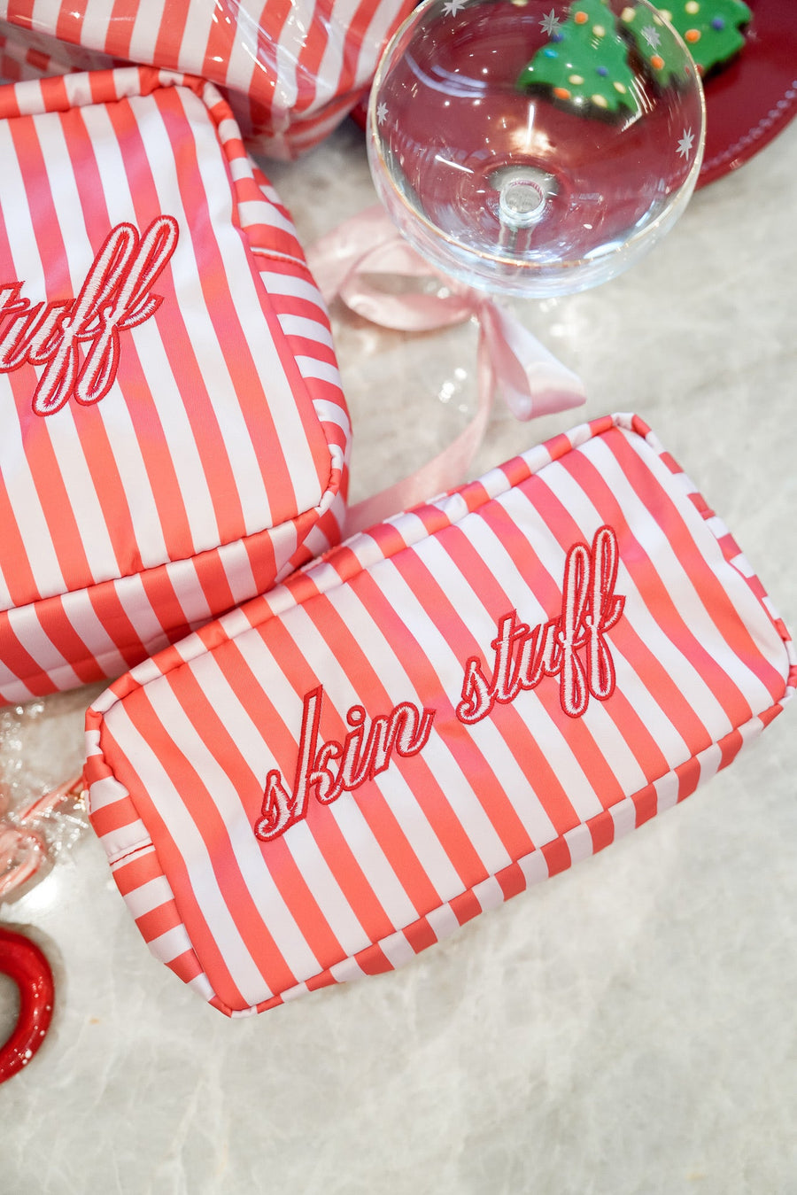 Skin Stuff - Pink & Red Stripes Large Bag KenzKustomz