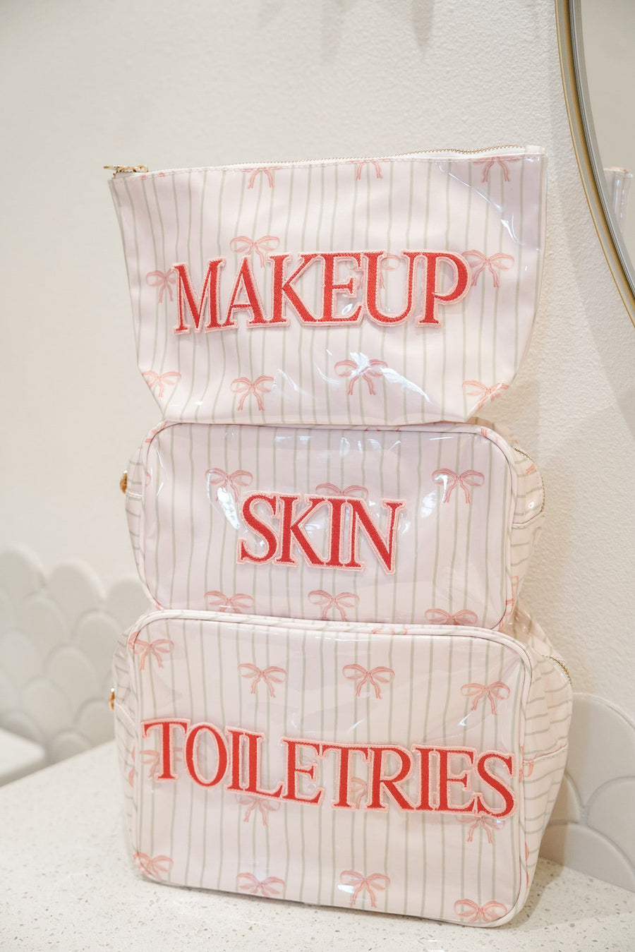 Makeup - Pink Ribbons Clear Coat Bag KenzKustomz