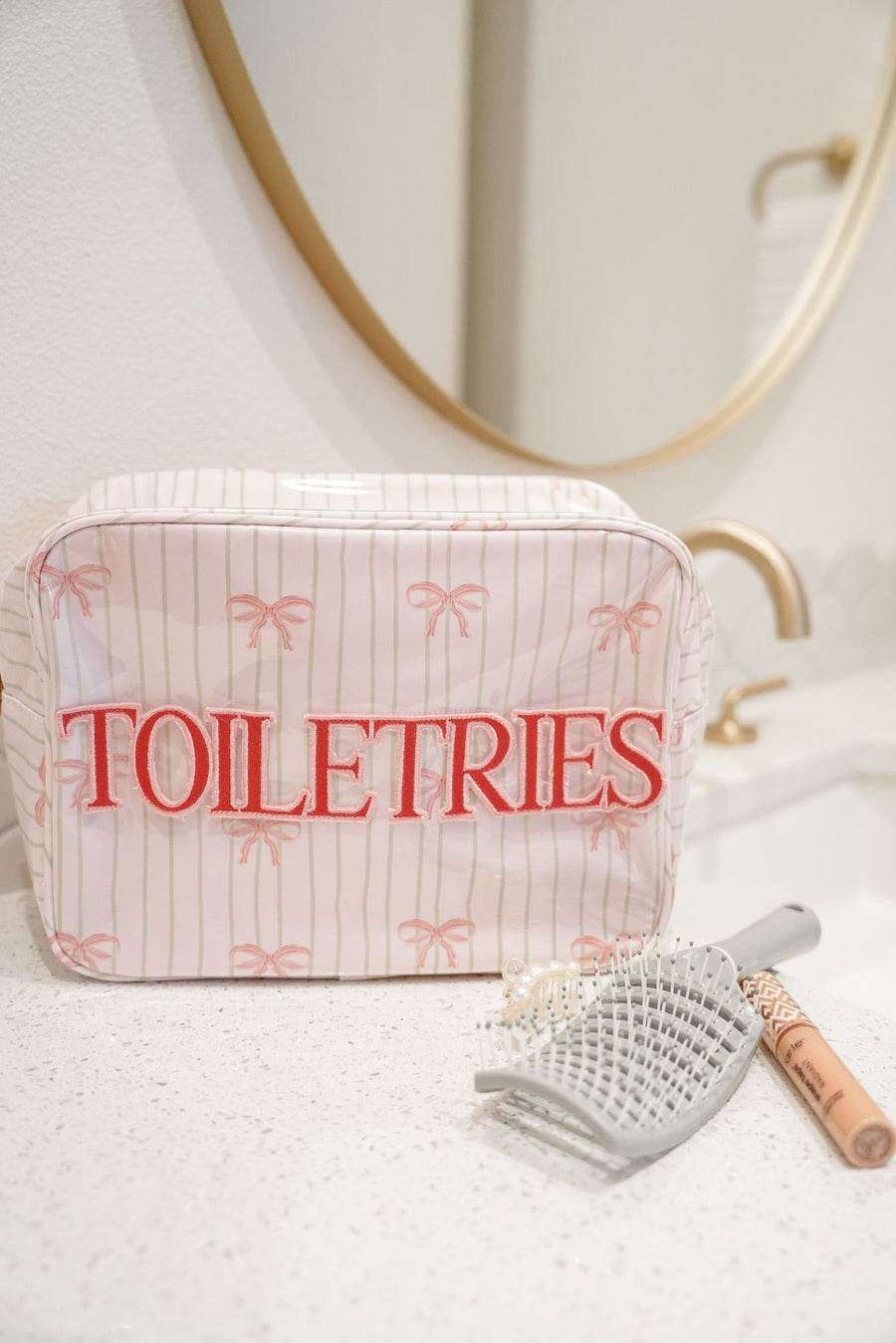 Toiletries - Pink Ribbons Clear Coat XL Bag KenzKustomz