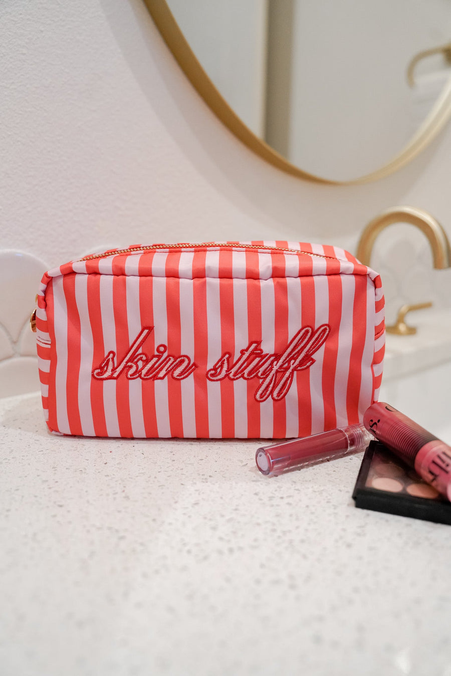 Skin Stuff - Pink & Red Stripes Large Bag KenzKustomz