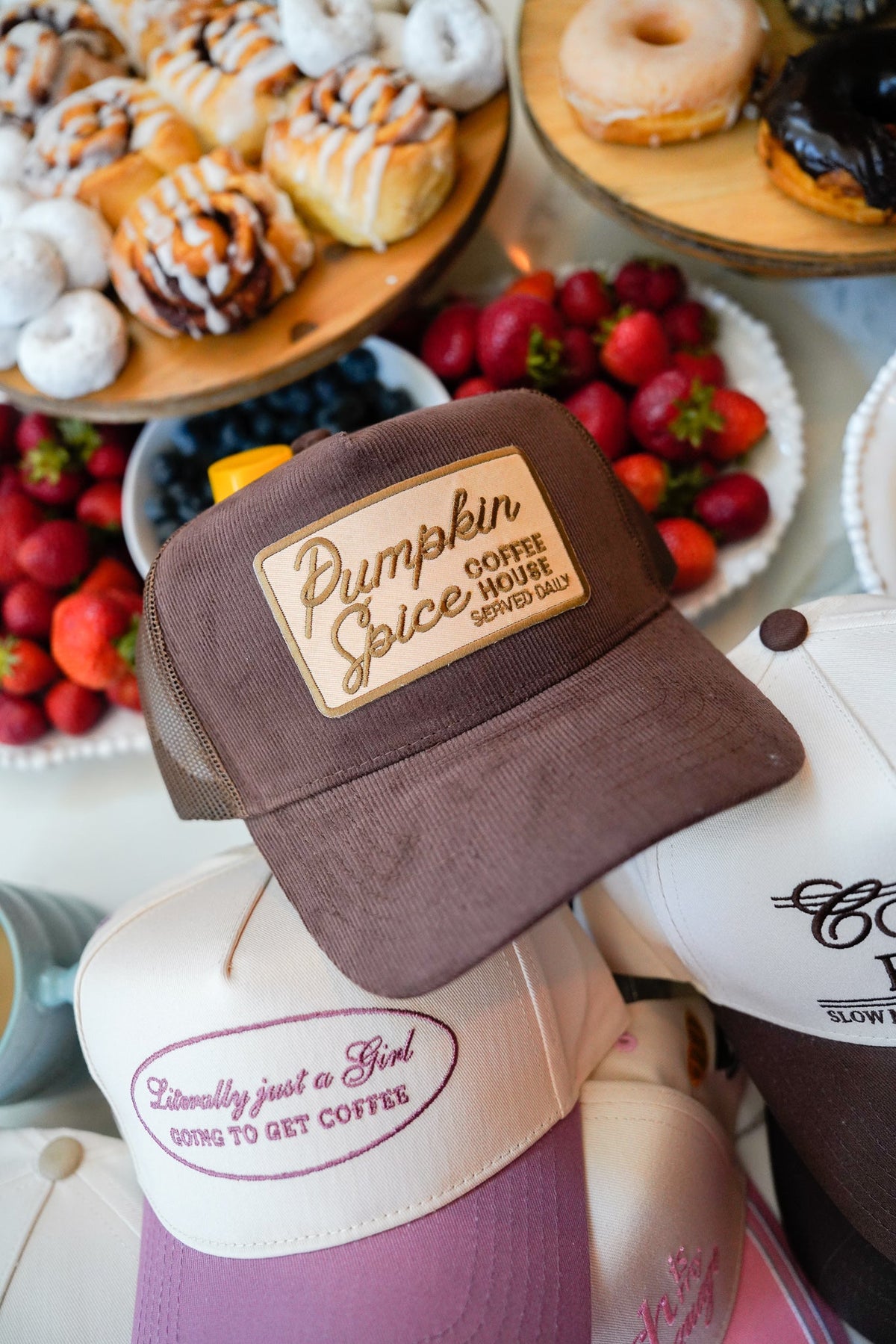 Pumpkin Spice - Brown Corduroy Vintage Trucker Hat KenzKustomz