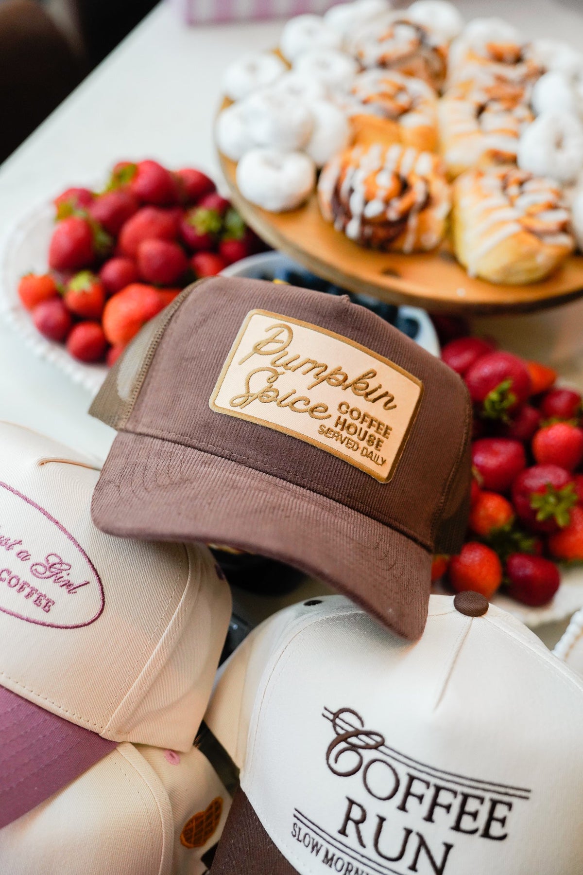 Pumpkin Spice - Brown Corduroy Vintage Trucker Hat KenzKustomz