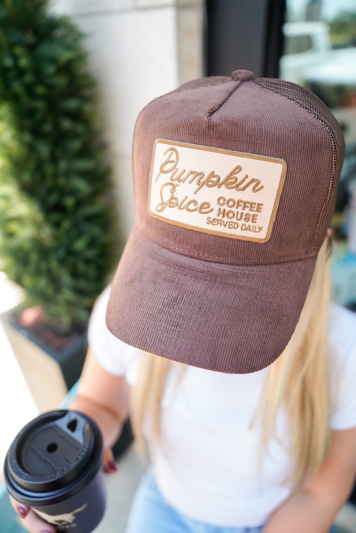 Pumpkin Spice - Brown Corduroy Vintage Trucker Hat KenzKustomz