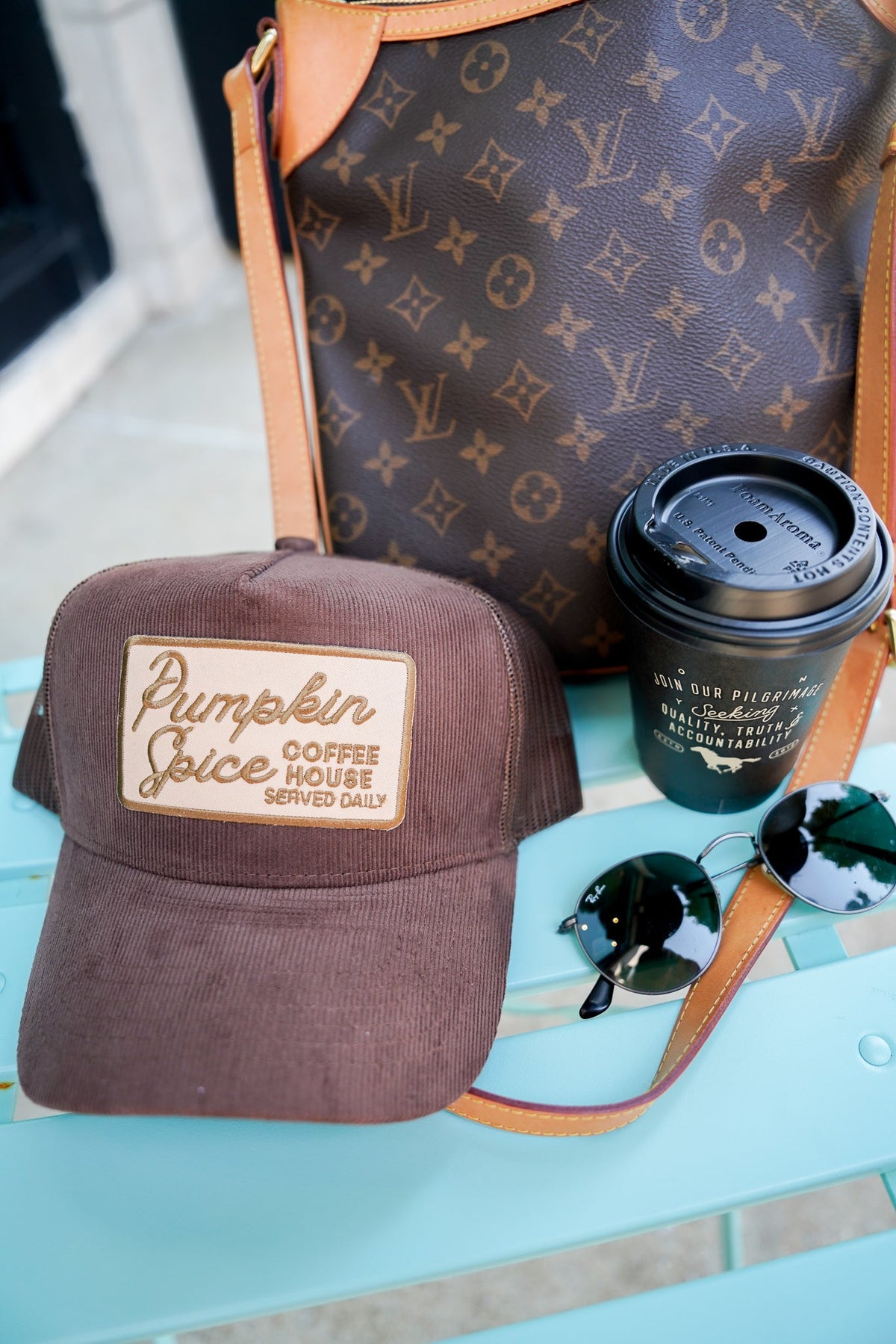 Pumpkin Spice - Brown Corduroy Vintage Trucker Hat KenzKustomz