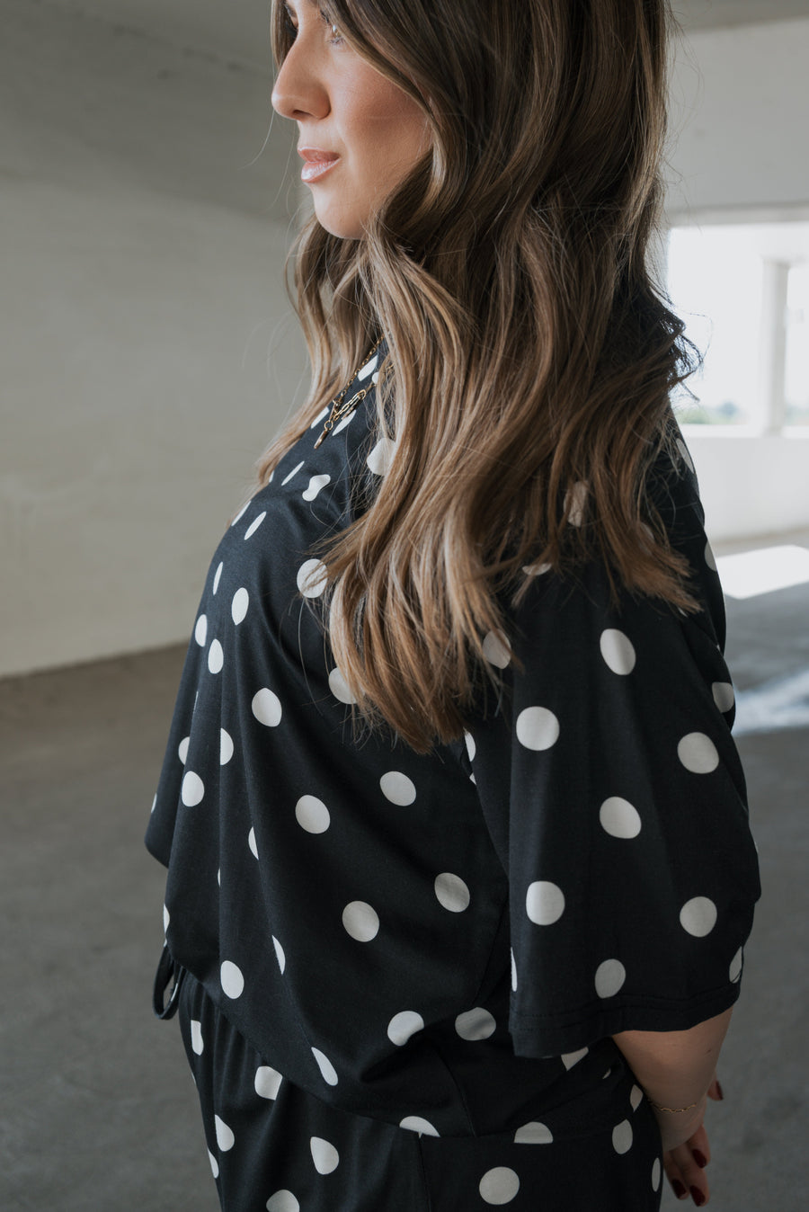 Women's Bamboo Short Set | B&W Polka Dot forever french baby