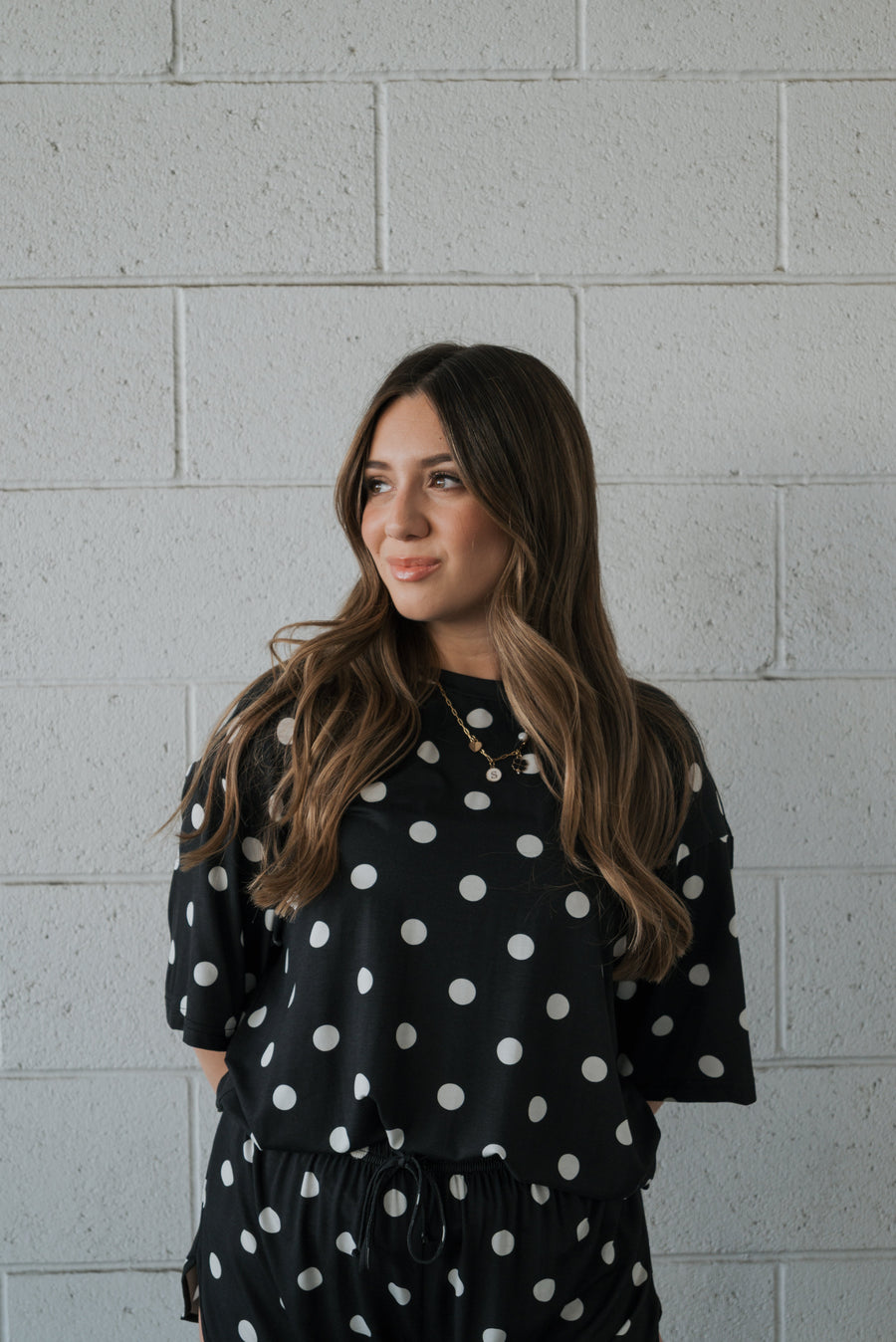 Women's Bamboo Short Set | B&W Polka Dot forever french baby