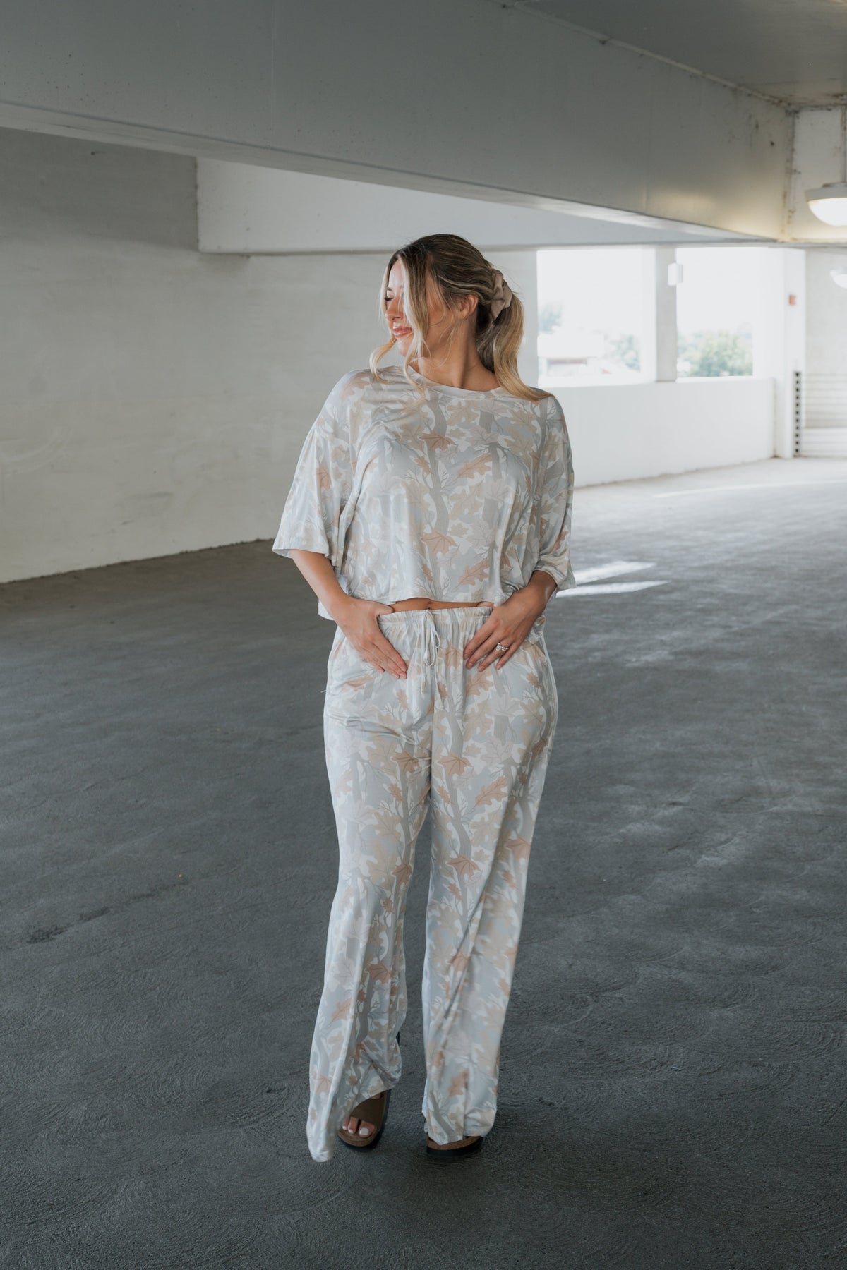 Women's Bamboo Crop Tee Lounge Set | Woodland forever french baby