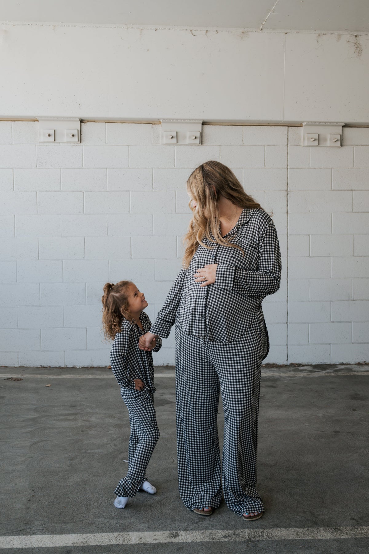 Girl's Bamboo Button Up Lounge Set | Black Gingham forever french baby