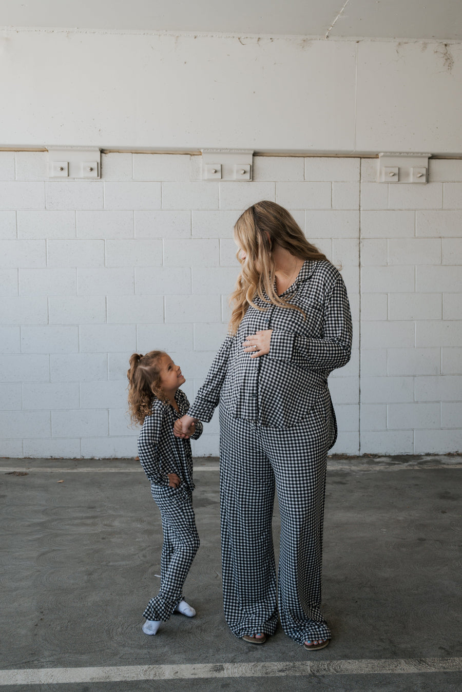 Girl's Bamboo Button Up Lounge Set | Black Gingham forever french baby
