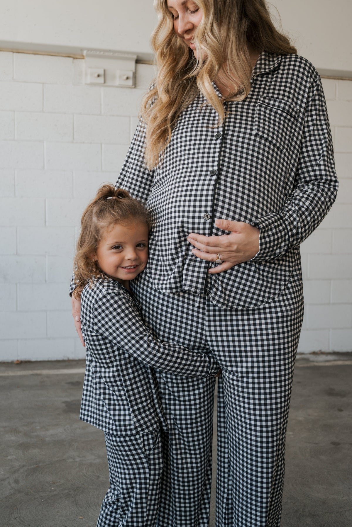 Girl's Bamboo Button Up Lounge Set | Black Gingham forever french baby