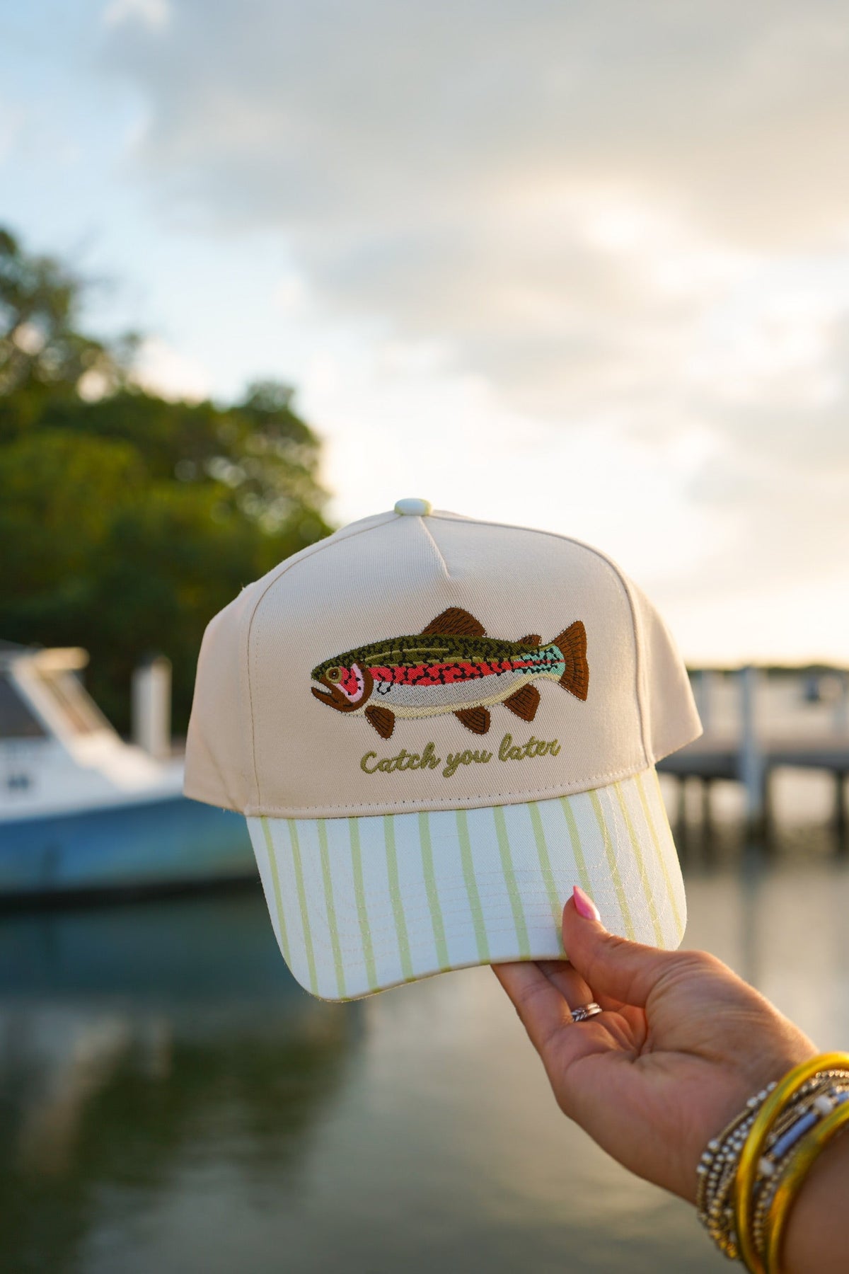 Catch You Later - Green Stripe Hat KenzKustomz