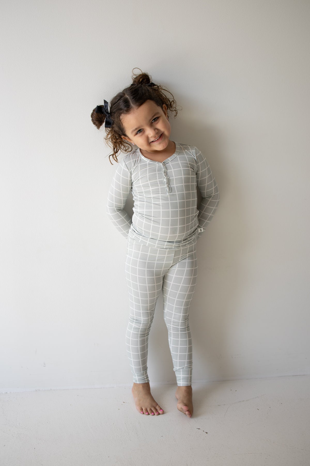 Bamboo Two Piece Pajamas | Foggy Grid forever french baby