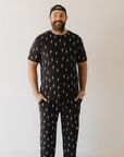 Men's Bamboo Short Sleeve Pajama | Midnight Lightning Bolt