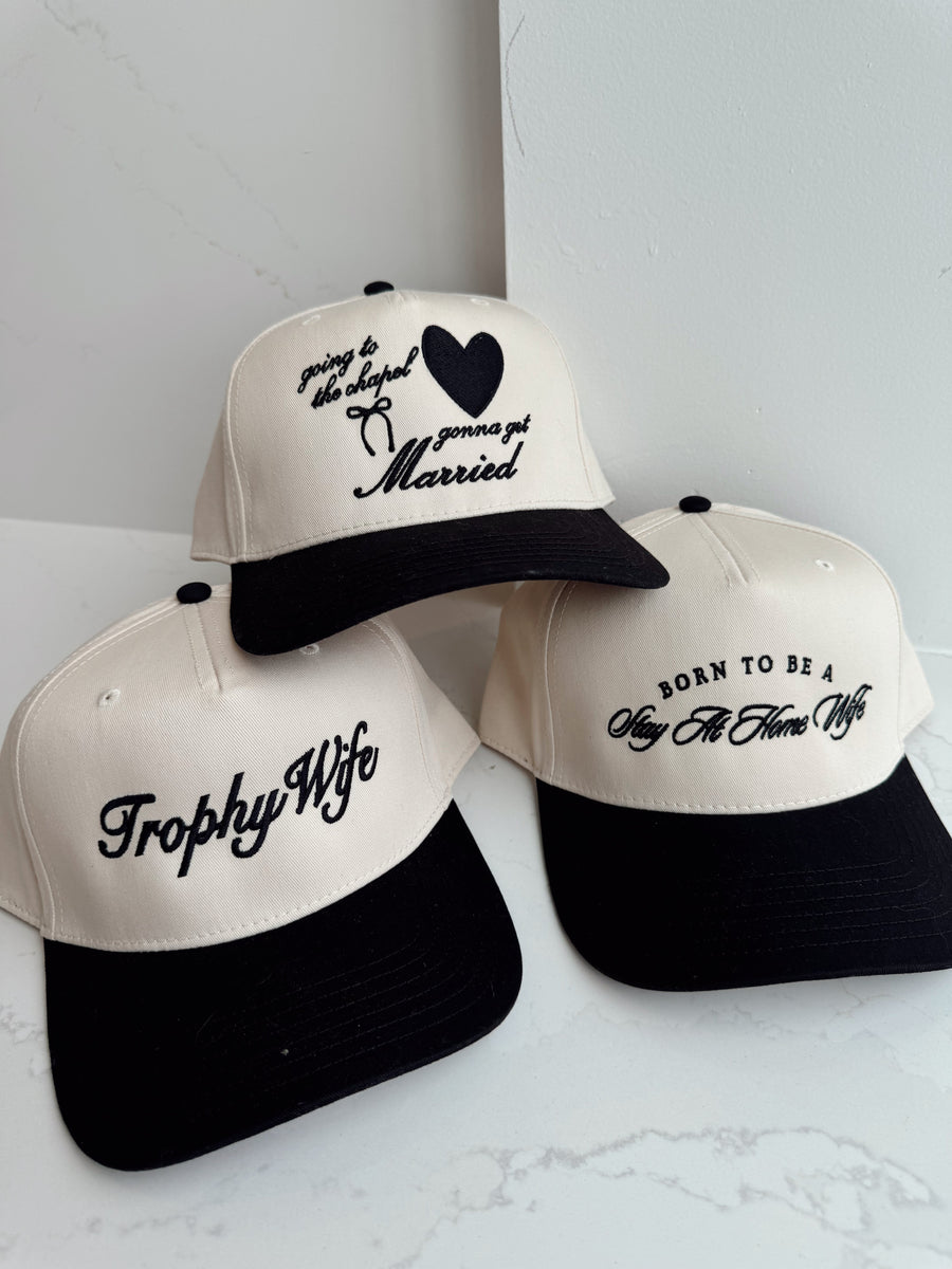 Born To Be A Stay At Home Wife - Black Vintage Trucker Hat KenzKustomz