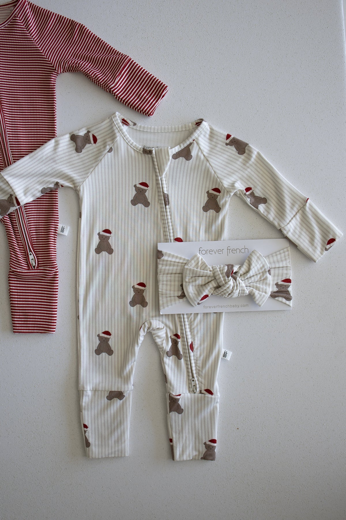 Bamboo Head Wrap | Santa Teddy forever french baby