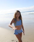 Girls Two Piece Swimsuit | Blue Gingham