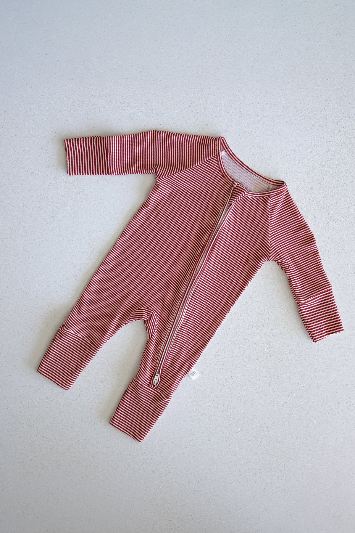 Bamboo Zip Pajamas | Peppermint Stripe Ribbed forever french baby