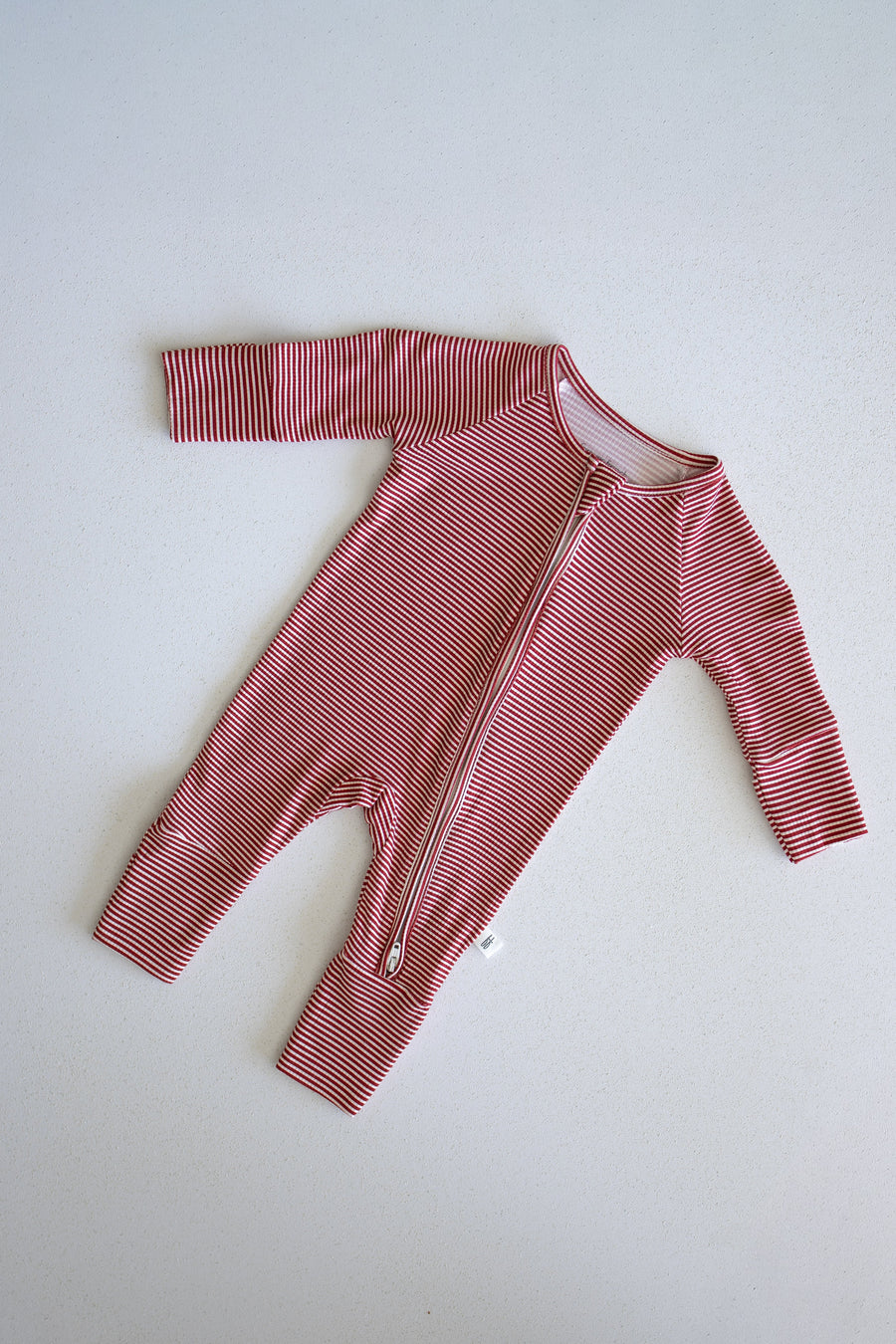 Bamboo Zip Pajamas | Peppermint Stripe Ribbed forever french baby