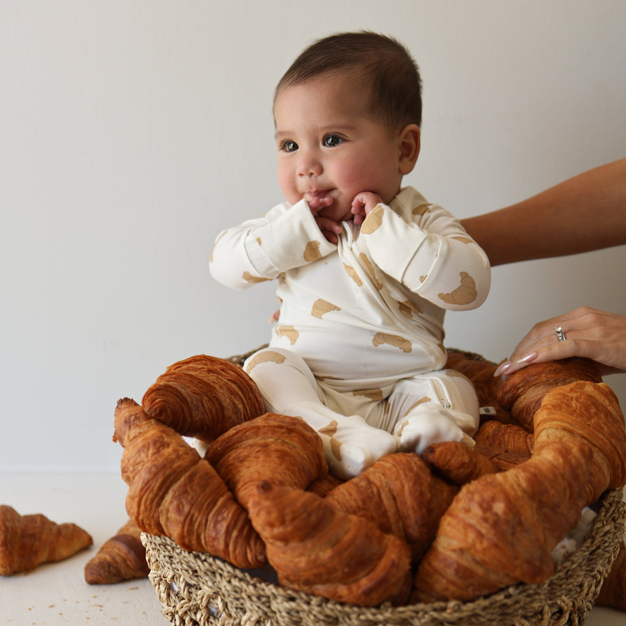Bamboo Zip Pajamas | Croissants forever french baby