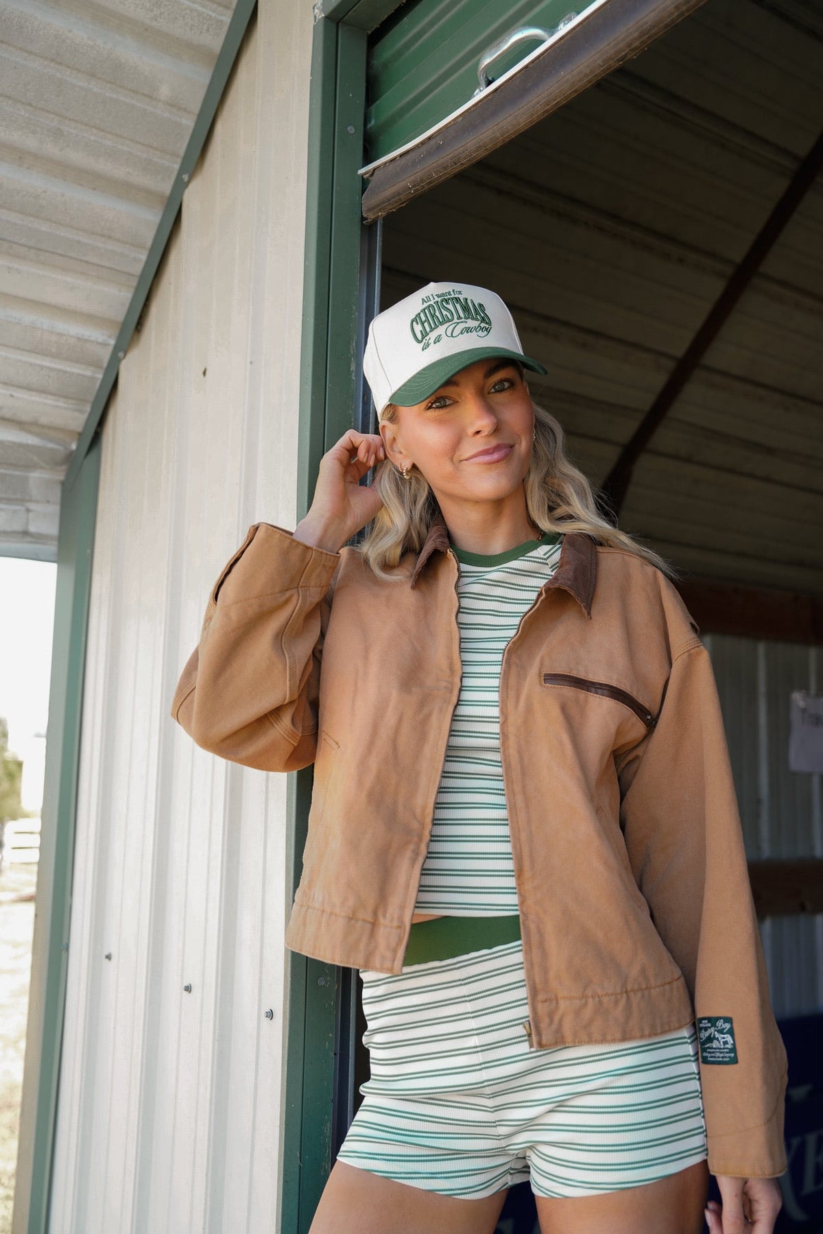 All I want for Christmas is a Cowboy - Green Vintage Trucker Hat KenzKustomz
