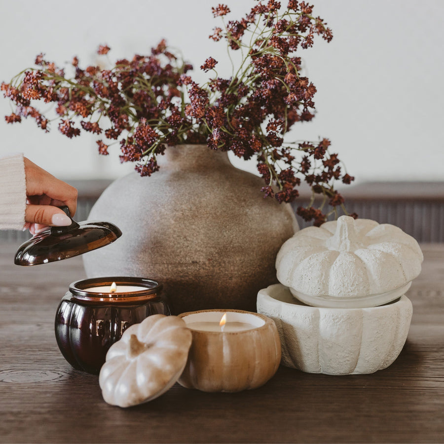 Pumpkin Spice Soy Candle - Ceramic Pumpkin Jar - 8 oz Sweet Water Decor