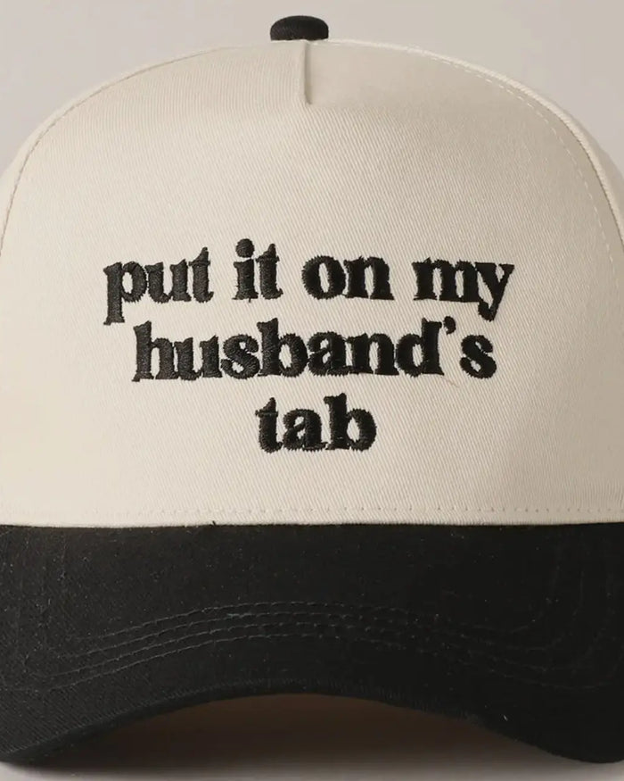 Put it on my Husband's Tab Embroidered Canvas Hat Saved by Grace Co.