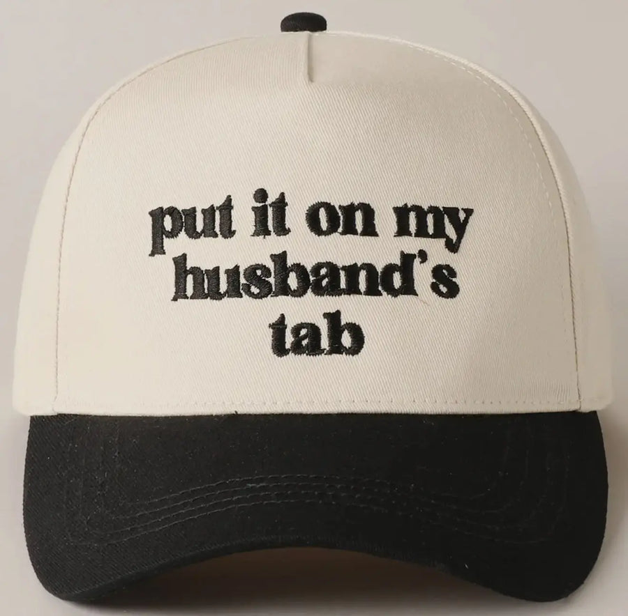 Put it on my Husband's Tab Embroidered Canvas Hat Saved by Grace Co.