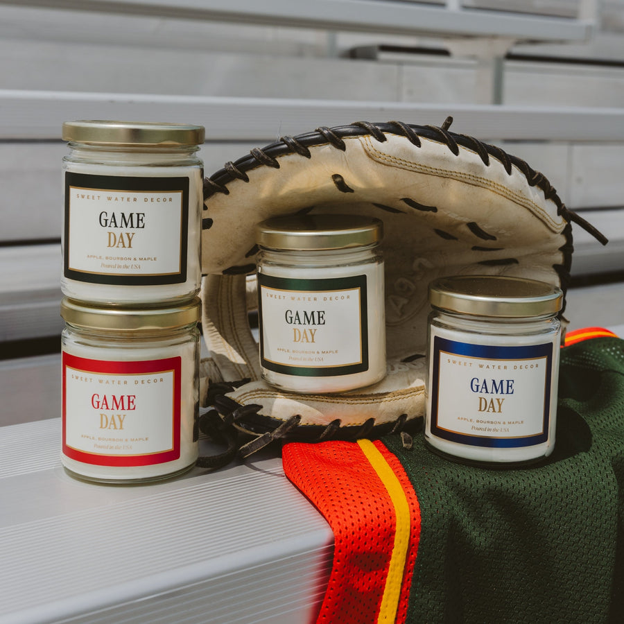 Game Day Black Soy Candle - Clear Jar - 9 oz Sweet Water Decor