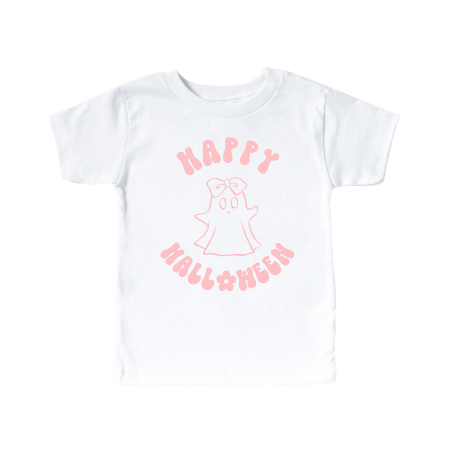 Happy Halloween Cute Ghost with Bow Tee