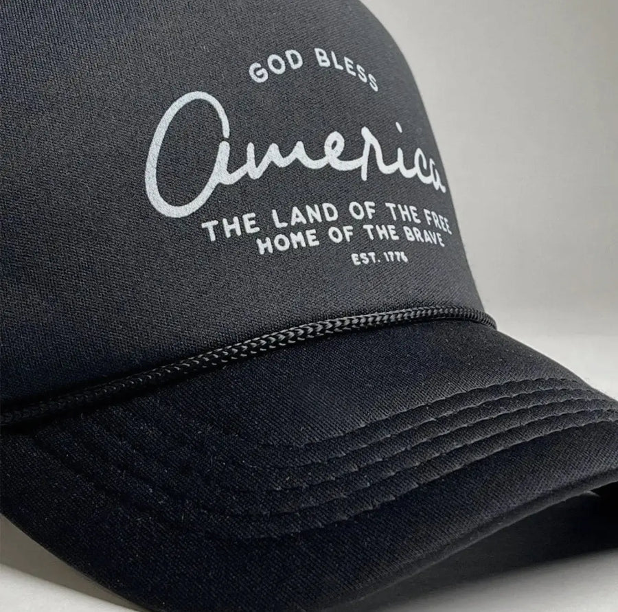 God Bless America - Land of the Free Trucker Hat Saved by Grace Co.