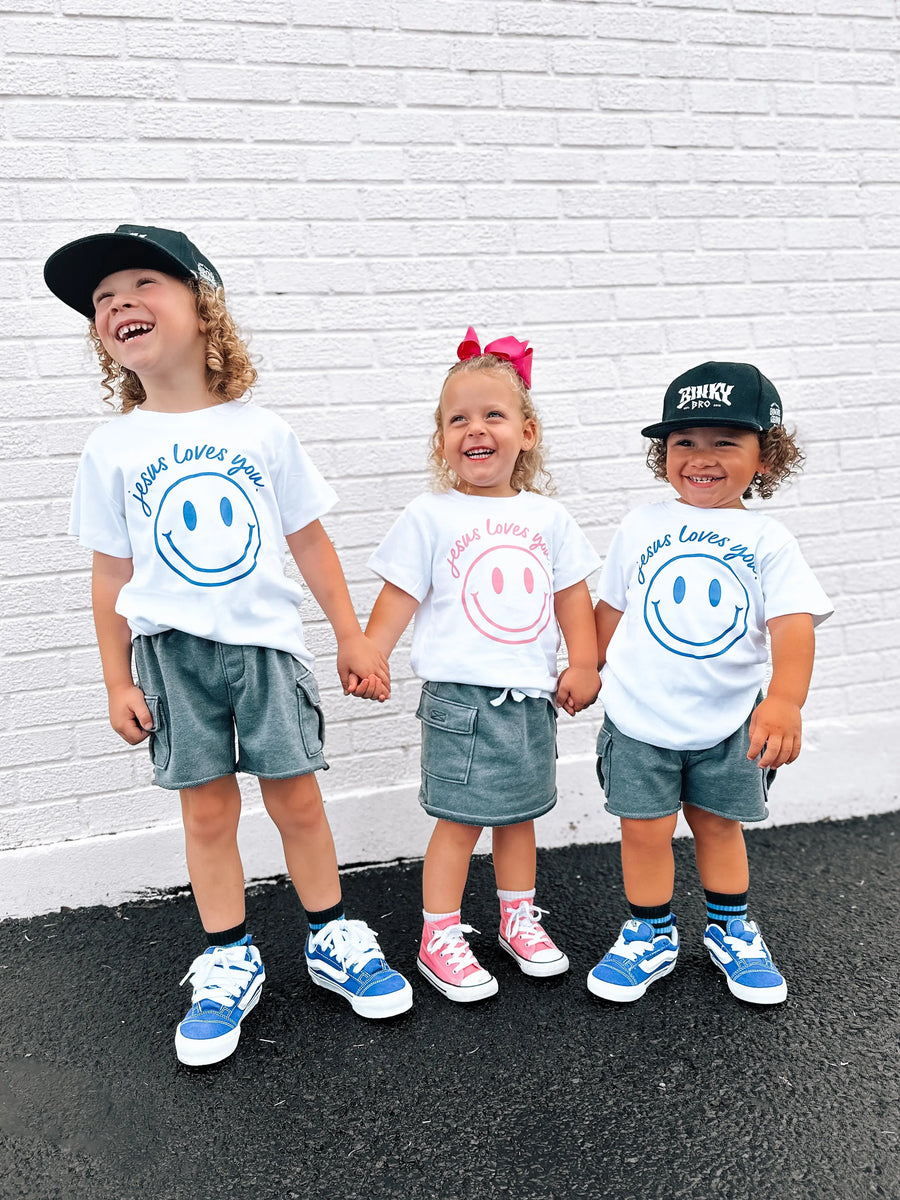 Jesus Loves You Smiley Toddler Tee Saved by Grace Co.