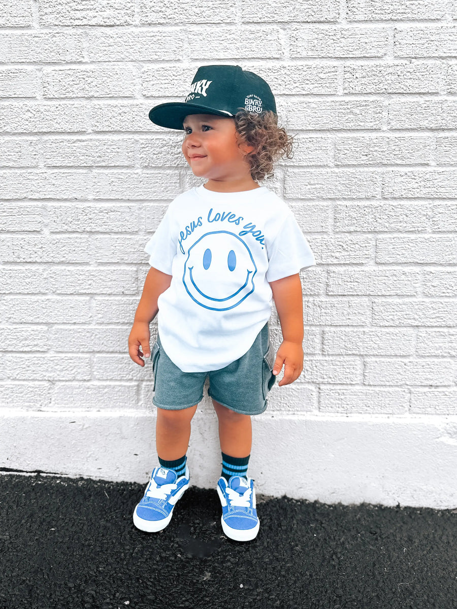Jesus Loves You Smiley Toddler Tee Saved by Grace Co.