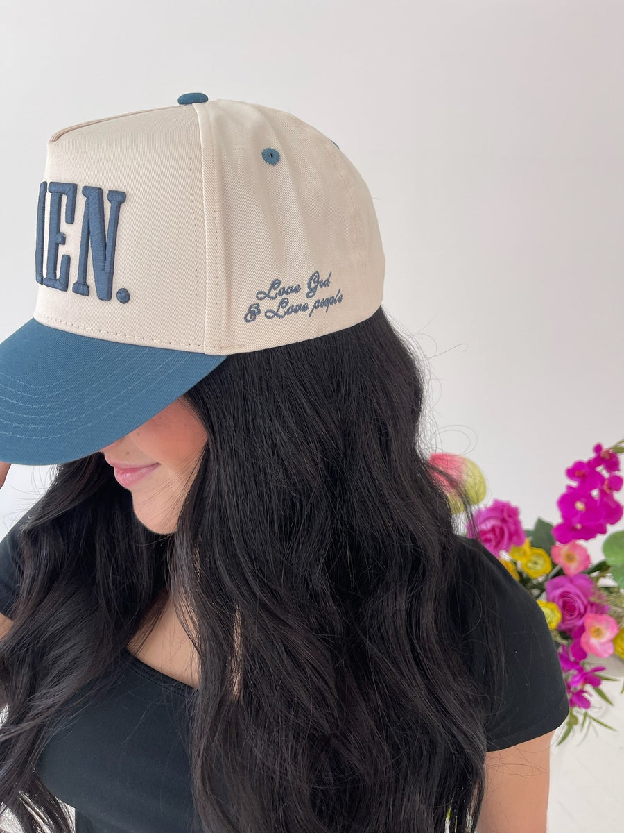 AMEN. - Slate Blue Vintage Trucker Hat KenzKustomz