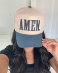 AMEN. - Slate Blue Vintage Trucker Hat