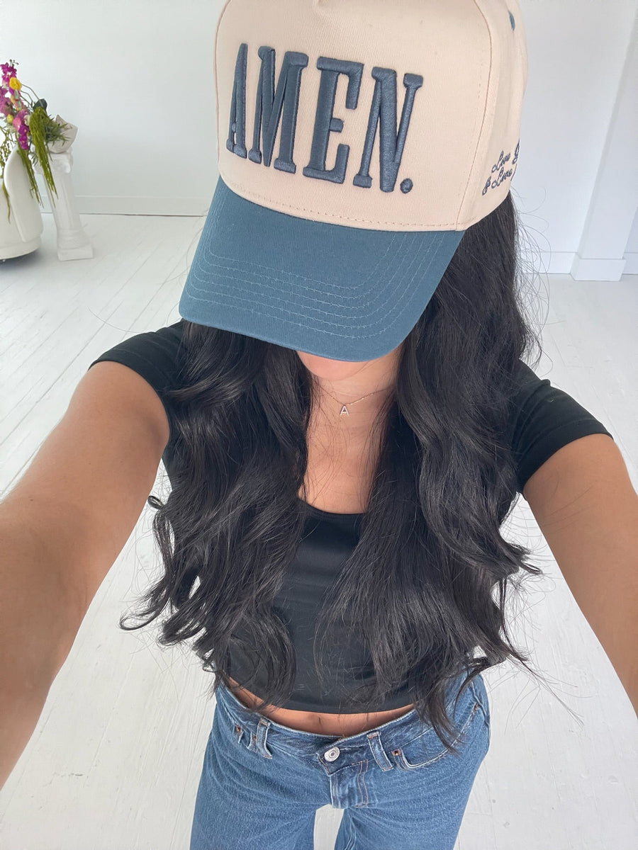 AMEN. - Slate Blue Vintage Trucker Hat KenzKustomz