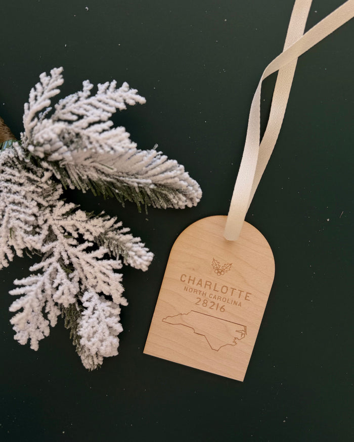 Custom City/State/Zip Code Ornament SBG Co.