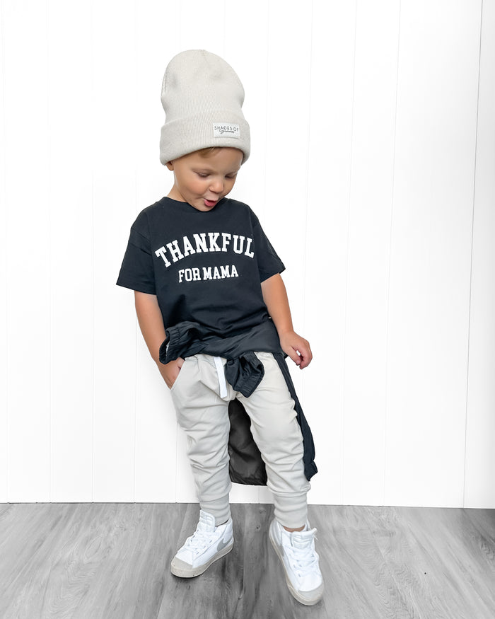 Thankful for Mama Varsity Tee Saved by Grace Co.
