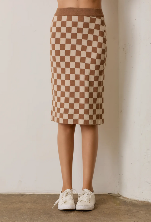 Checkered Midi Skirt - Final Sale – SBG Co.