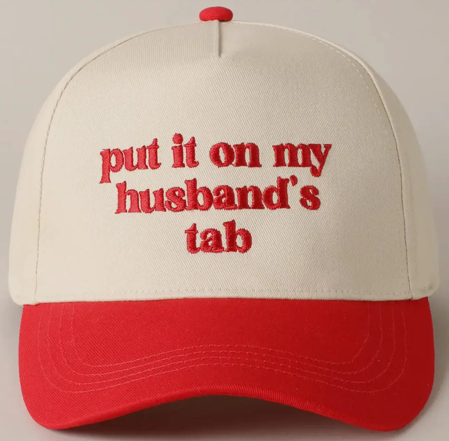 Put it on my Husband's Tab Embroidered Canvas Hat Saved by Grace Co.