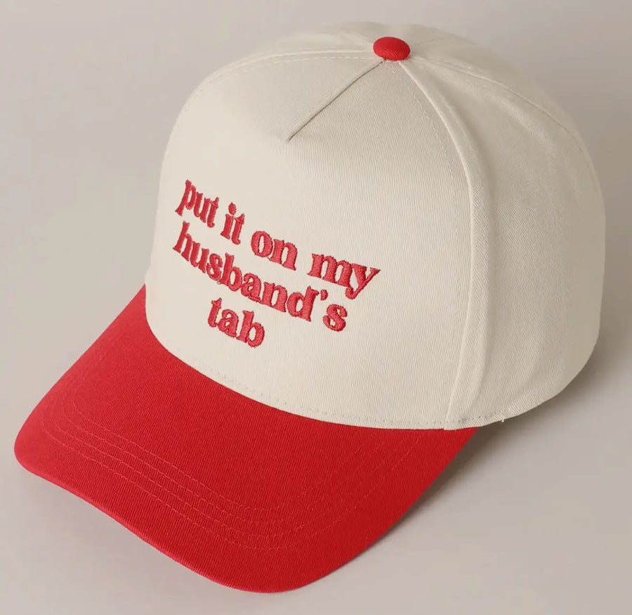 Put it on my Husband's Tab Embroidered Canvas Hat Saved by Grace Co.