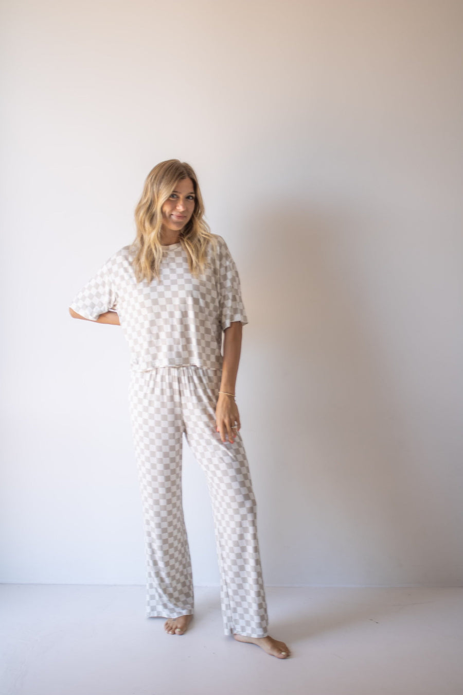 Women's Boxy Tee Lounge Set | Checkerboard forever french baby