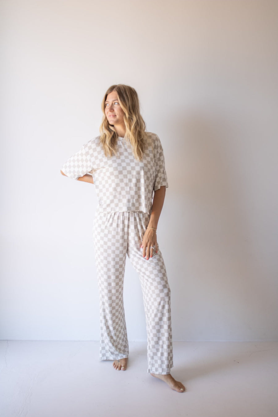 Women's Boxy Tee Lounge Set | Checkerboard forever french baby