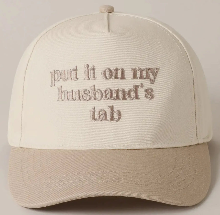 Put it on my Husband's Tab Embroidered Canvas Hat Saved by Grace Co.