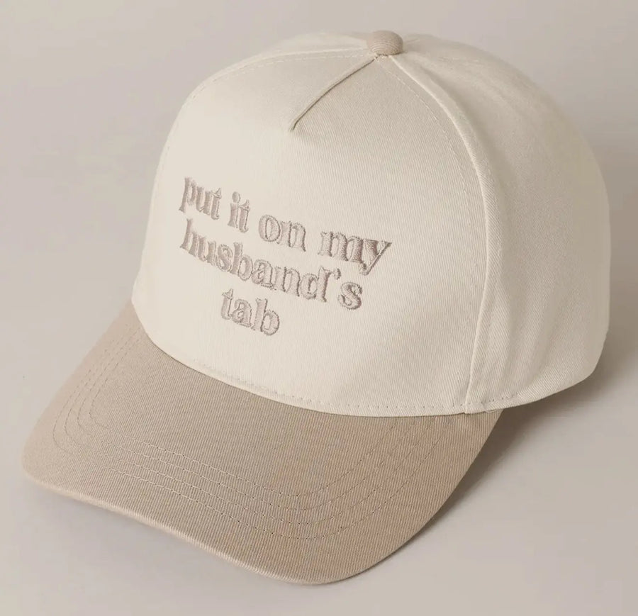 Put it on my Husband's Tab Embroidered Canvas Hat Saved by Grace Co.