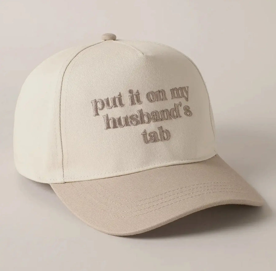 Put it on my Husband's Tab Embroidered Canvas Hat Saved by Grace Co.