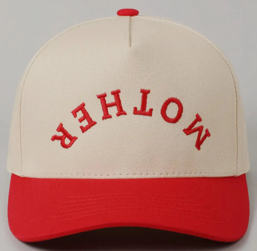 Mother Upside Down Lettering Embroidered Cap Saved by Grace Co.