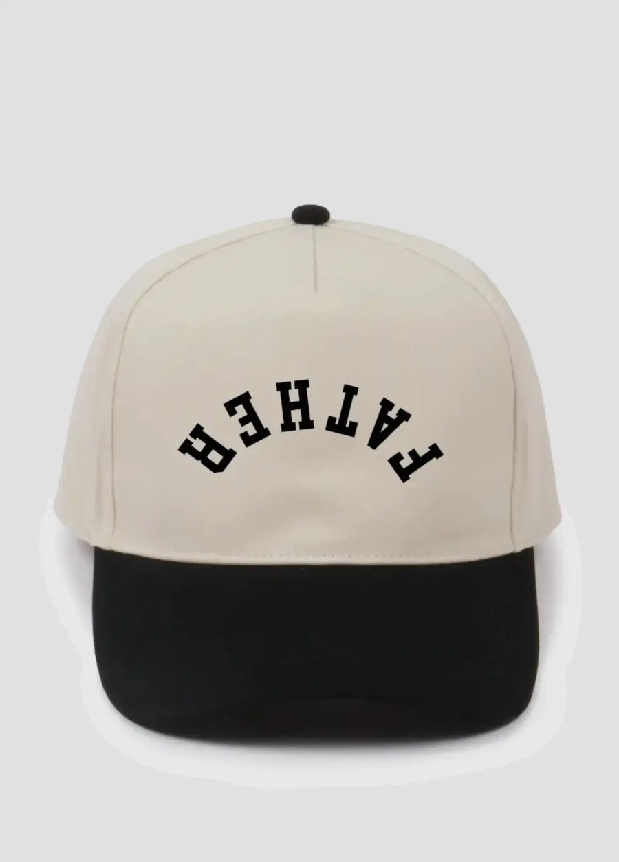 Father Upside Down Lettering Embroidered Cap Saved by Grace Co.