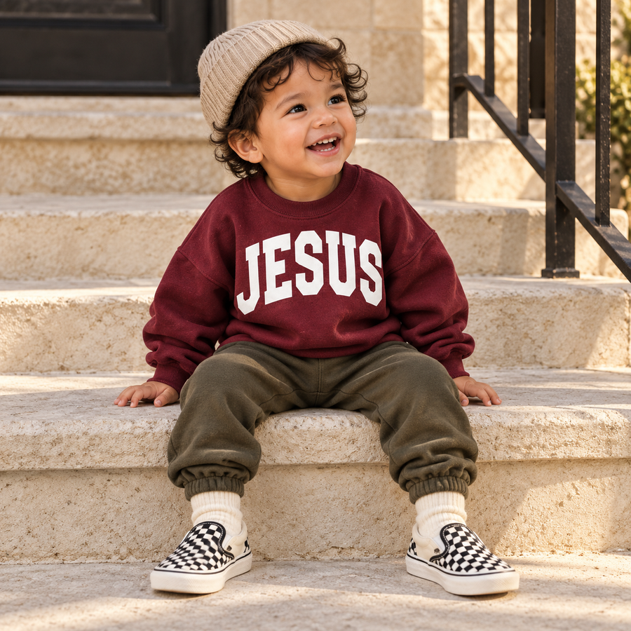 Jesus Varsity Crew Kids Sweatshirt SBG Co.